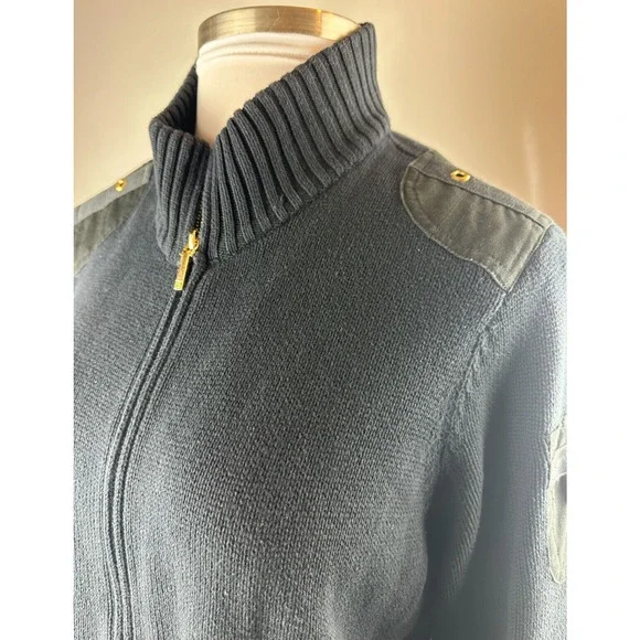 Ralph Lauren Full Zip Ribbed Knit Cardigan Sweater Pocket Arm Patch Plus Size 2X - Picture 7 of 12